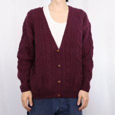 画像2: 80's L.L.Bean ウールアランニットカーディガン M (2)