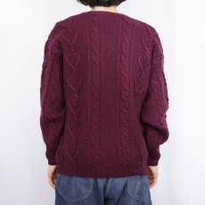 画像3: 80's L.L.Bean ウールアランニットカーディガン M (3)