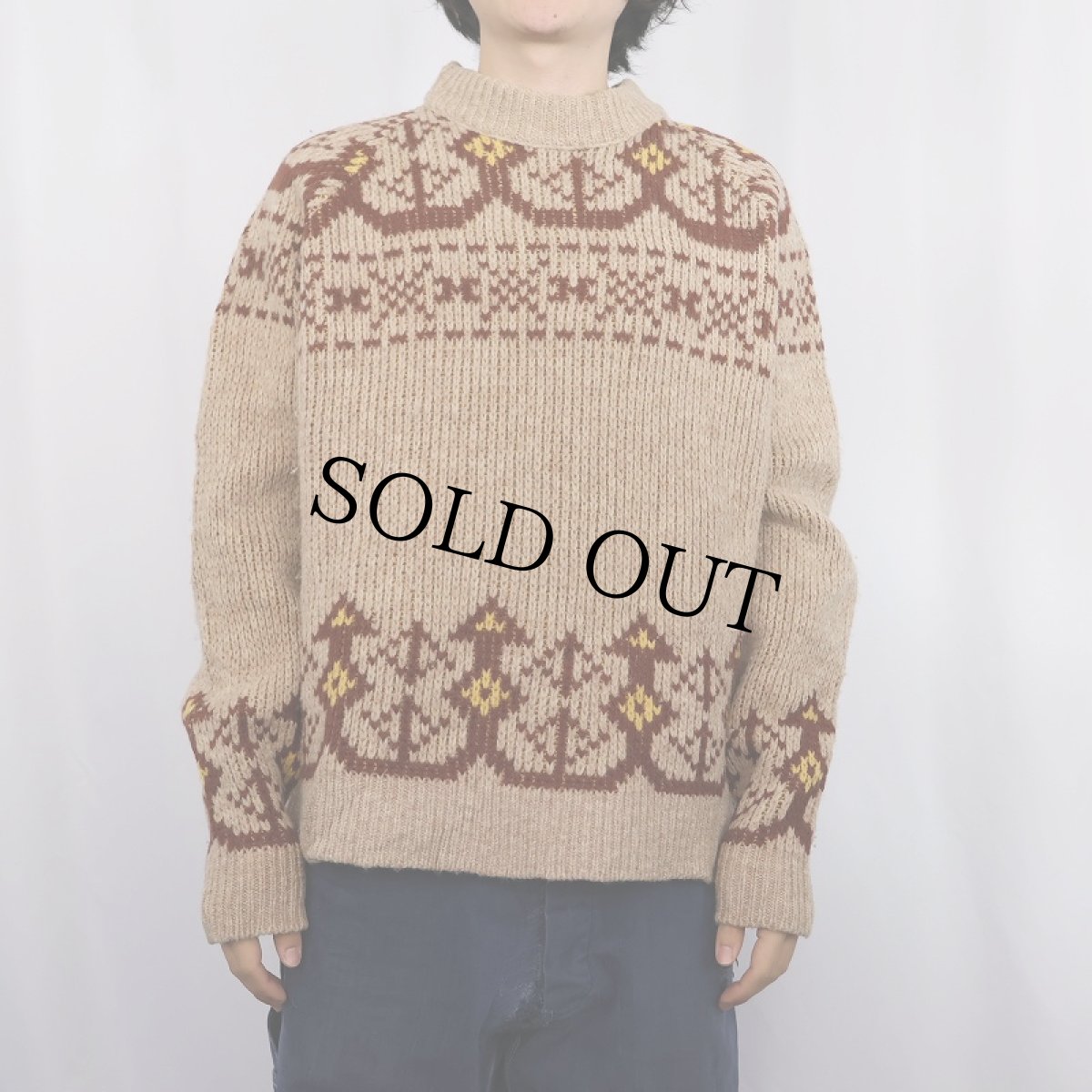 画像2: 70's PENDLETON USA製 総柄 ウールニットセーター M (2)