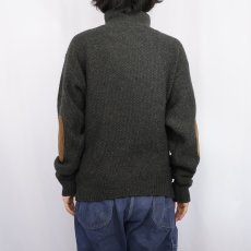 画像3: 90's REI USA製 カラーネップ混 エルボーパッチ付き ハーフジップウールニットセーター M (3)