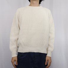 画像2: 90's Eddie Bauer ラグランコットンニットセーター L  (2)