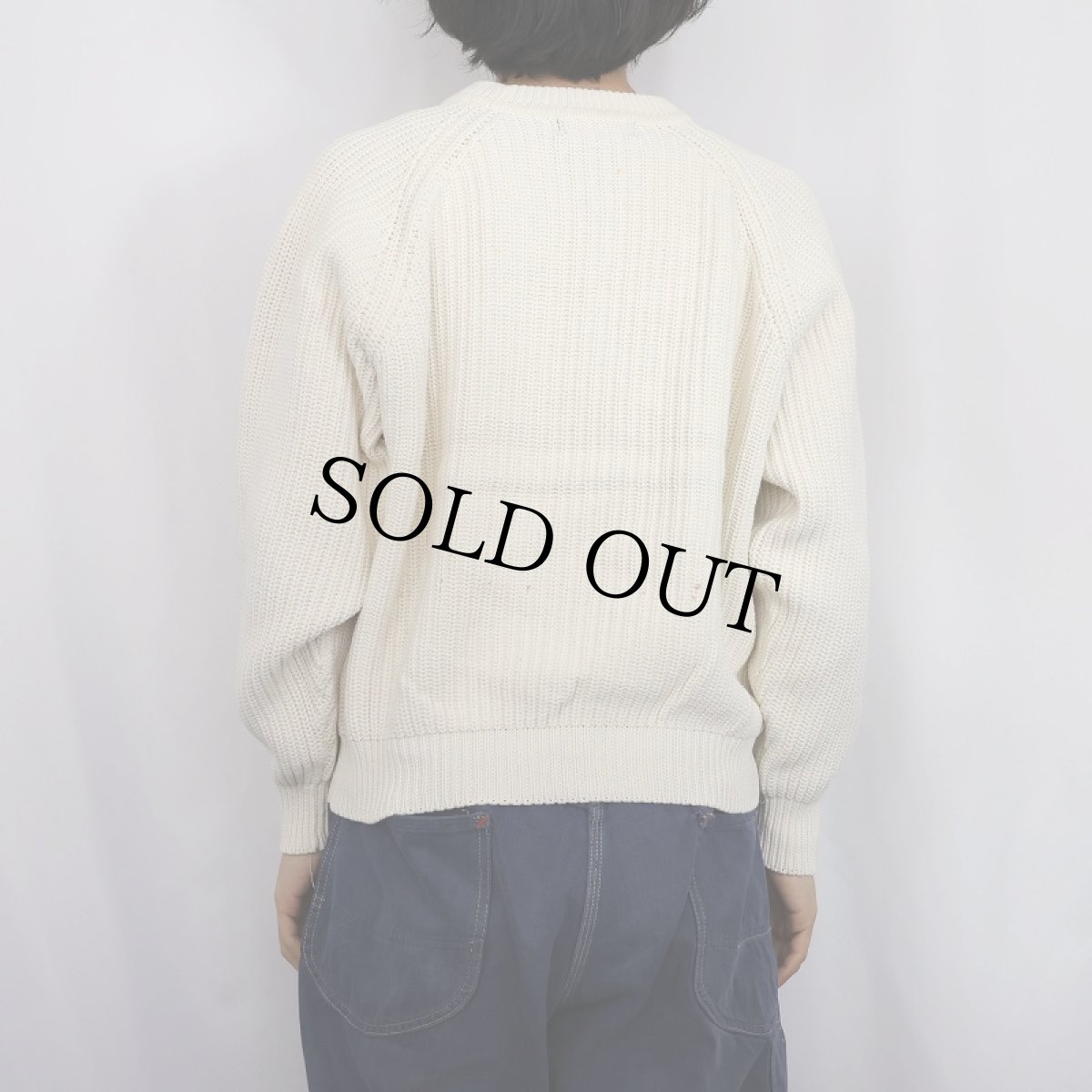 画像3: 90's Eddie Bauer ラグランコットンニットセーター L  (3)