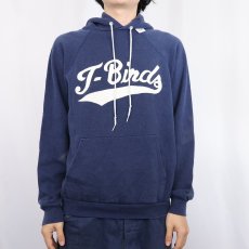 画像2: 90's Hanes USA製 "T-Birds" プリントスウェットフーディー NAVY XL (2)