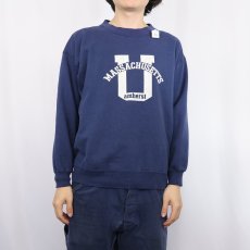 画像2: 80's Tultex "MASSACHUSETTS" プリントスウェット NAVY (2)