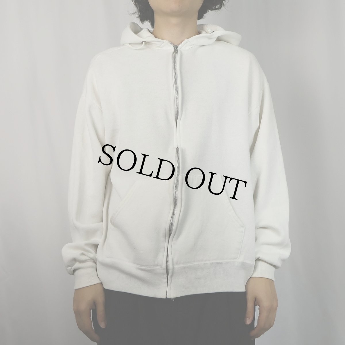 画像2: 90's JERZEES USA製 無地スウェットジップパーカー L (2)