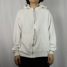 画像2: 90's JERZEES USA製 無地スウェットジップパーカー L (2)