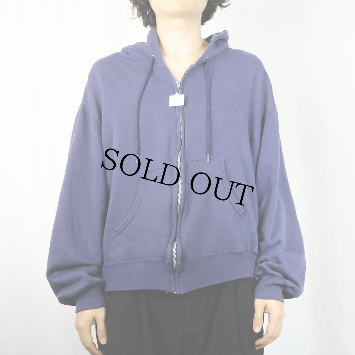 画像2: 80's BASSETT-WALKER USA製 無地スウェットジップパーカー NAVY (2)