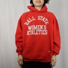 画像2: 90's RUSSELL ATHLETIC USA製 "BALL STATE WOMEN'S ATHLETICS" プリントスウェットフーディー XL (2)