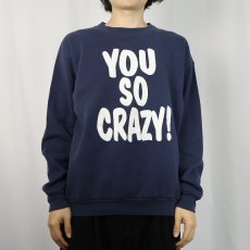 画像2: 90's Lee USA製 "YOU SO CRAZY!" プリントスウェット NAVY L (2)