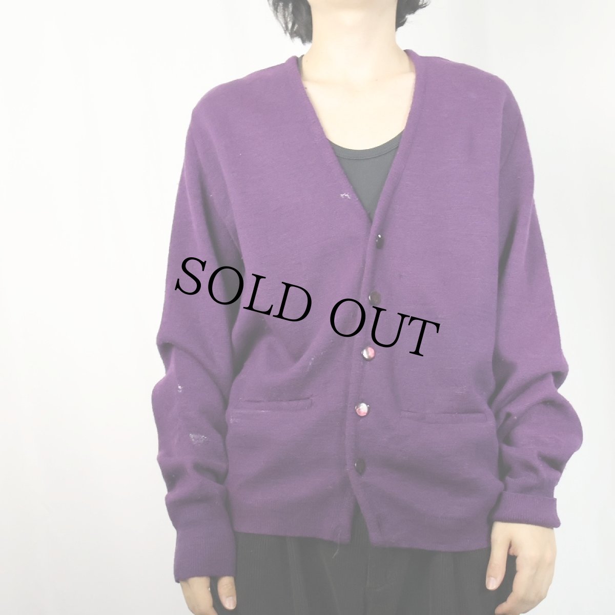 画像2: 60〜70's WARRENKNIT ウールニットカーディガン L (2)