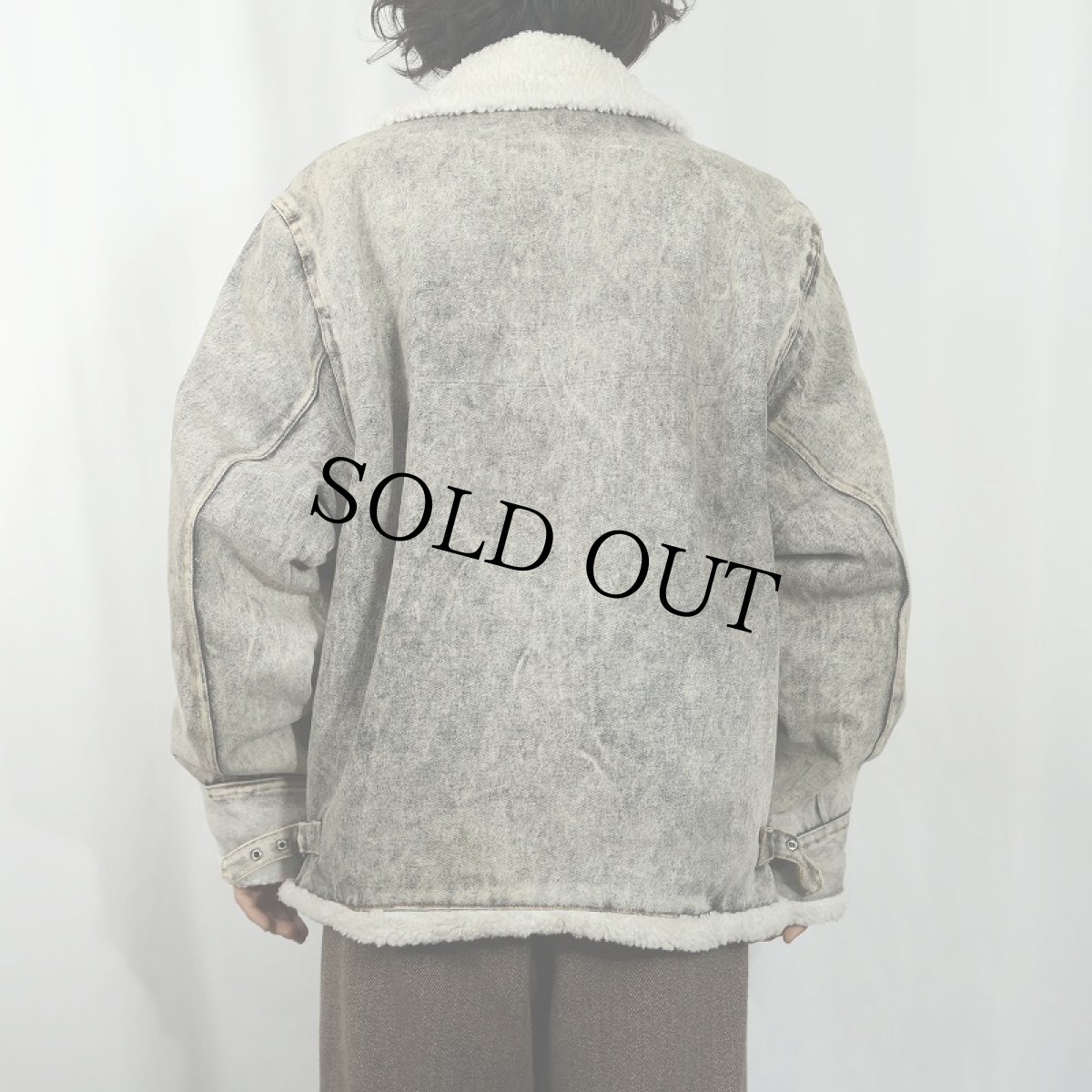 画像3: COTLER ケミカルウォッシュ ブラックデニムボアジャケット M (3)