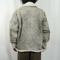 画像3: COTLER ケミカルウォッシュ ブラックデニムボアジャケット M (3)