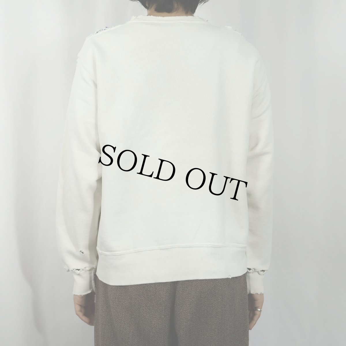 画像3: 80〜90's Champion 青刺繍タグ 前V 無地フェードスウェット (3)