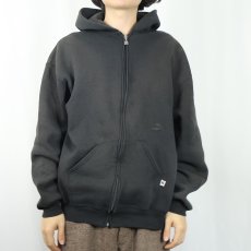 画像2: 90's RUSSELL ATHLETIC USA製 無地 スウェットジップパーカー BLACK L (2)