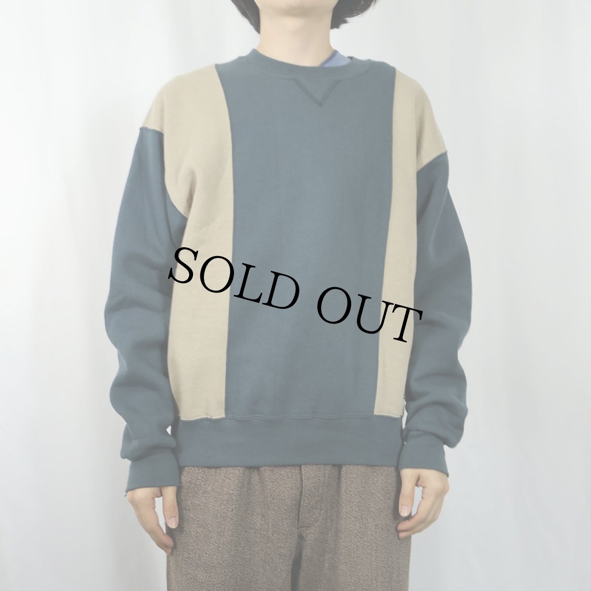 画像2: 90's RUSSELL ATHLETIC USA製 切り替えデザイン 前V スウェット M (2)