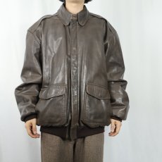 画像2: 80〜90's L.L.Bean USA製 "A-2 TYPE" レザーフライトジャケット BROWN XL (2)
