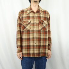 画像2: 70's PENDLETON USA製 チェック柄 オープンカラーウールシャツ XL (2)