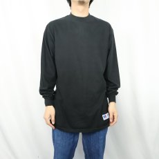 画像2: 90's RUSSELL ATHLETIC USA製 "HIGH COTTON" 無地ロンＴ BLACK Ｌ (2)