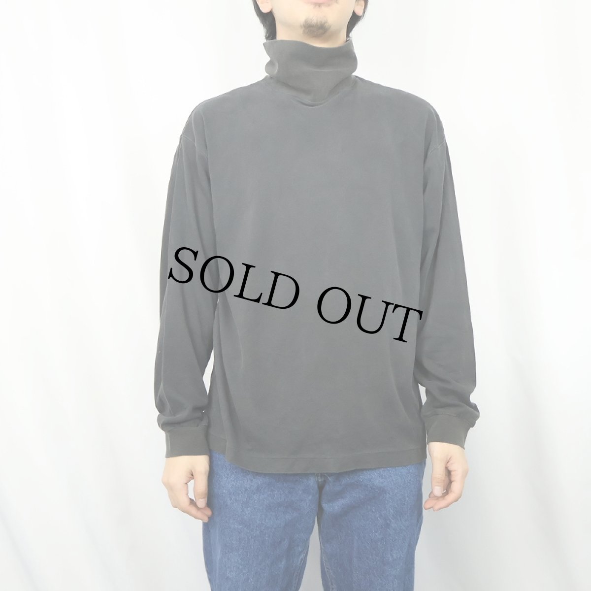 画像2: 90's GAP 無地 タートルネックロンT BLACK M (2)