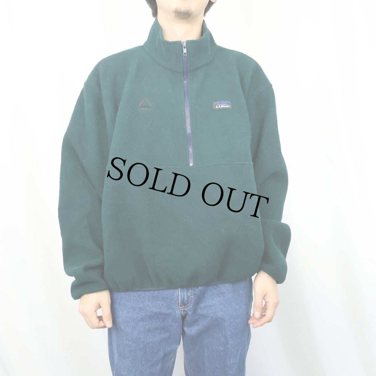 画像2: 80's L.L.Bean 刺繡入り ハーフジップ パイルフリースジャケット (2)