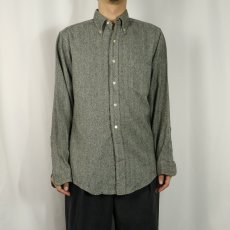 画像2: 60〜70's Donegal 織柄 アクリル×ウールボタンダウンシャツ M (2)