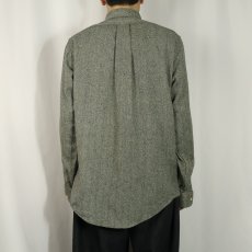 画像3: 60〜70's Donegal 織柄 アクリル×ウールボタンダウンシャツ M (3)