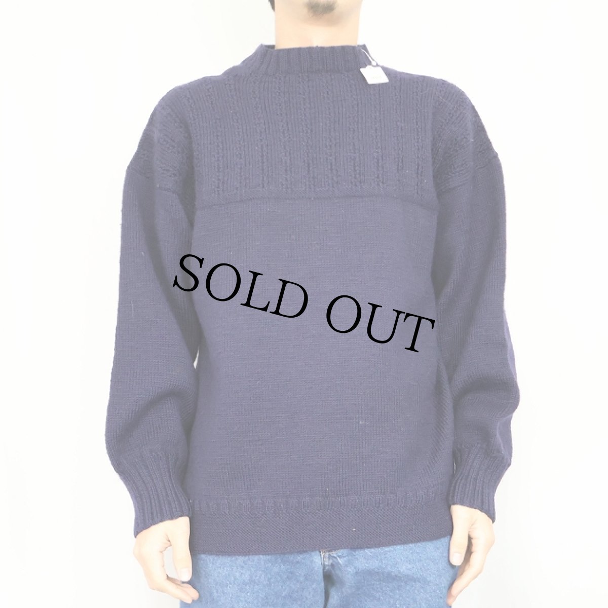 画像2: 〜90's UNKNOWN ガンジーニットセーター NAVY (2)