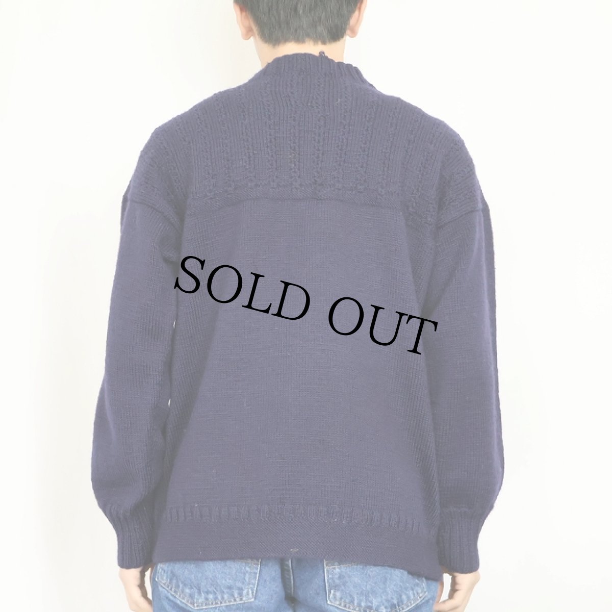 画像3: 〜90's UNKNOWN ガンジーニットセーター NAVY (3)