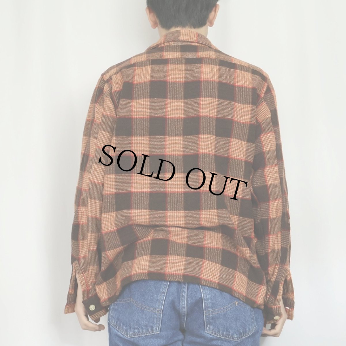 画像3: 50's BRENT チェック柄ウールオープンカラーシャツ M (3)