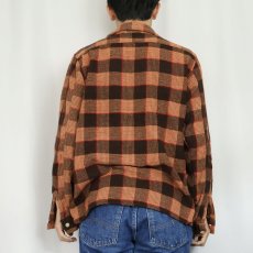 画像3: 50's BRENT チェック柄ウールオープンカラーシャツ M (3)