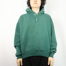 画像2: 90's RUSSELL ATHLETIC USA製 無地 ヘンリーネックスウェットフーディー L (2)