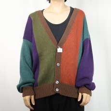 画像2: マルチカラー コットンニットカーディガン (2)