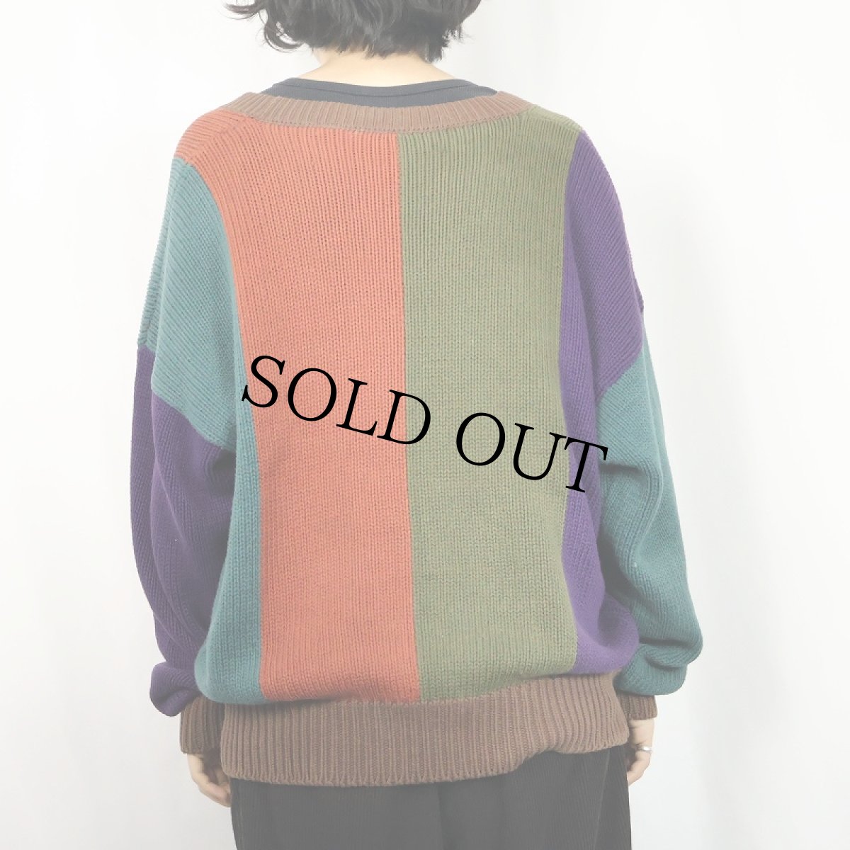 画像3: マルチカラー コットンニットカーディガン (3)