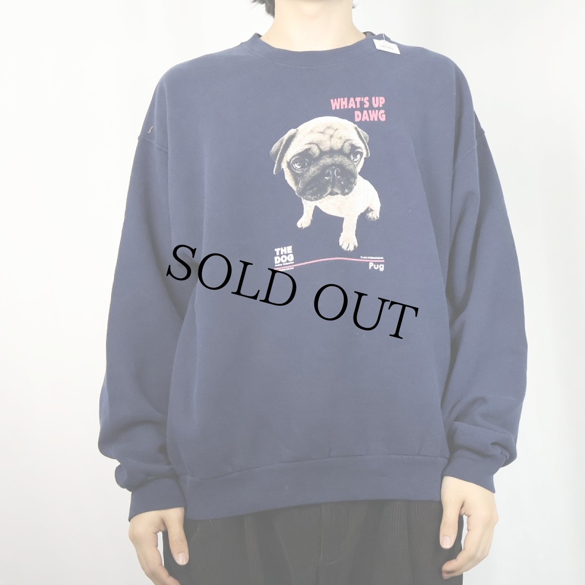 画像2: THE DOG "Pug" 犬プリントスウェット NAVY L (2)