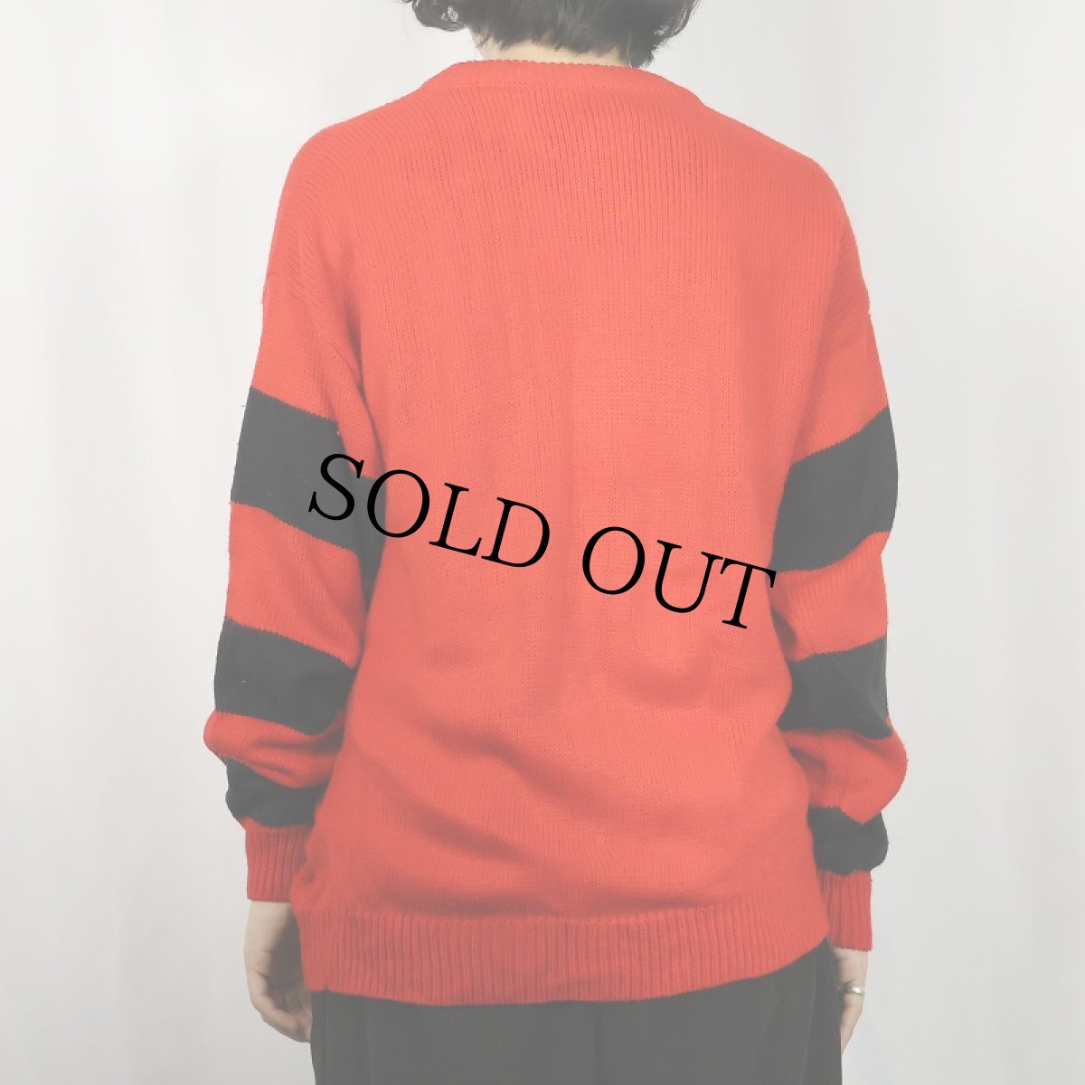 画像3: 90's MICKEY&CO. MICKEY MOUSE 袖ボーダー アクリルニットセーター (3)