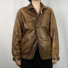 画像2: 70〜80's cacharel ITALY製 レザージャケット BROWN (2)
