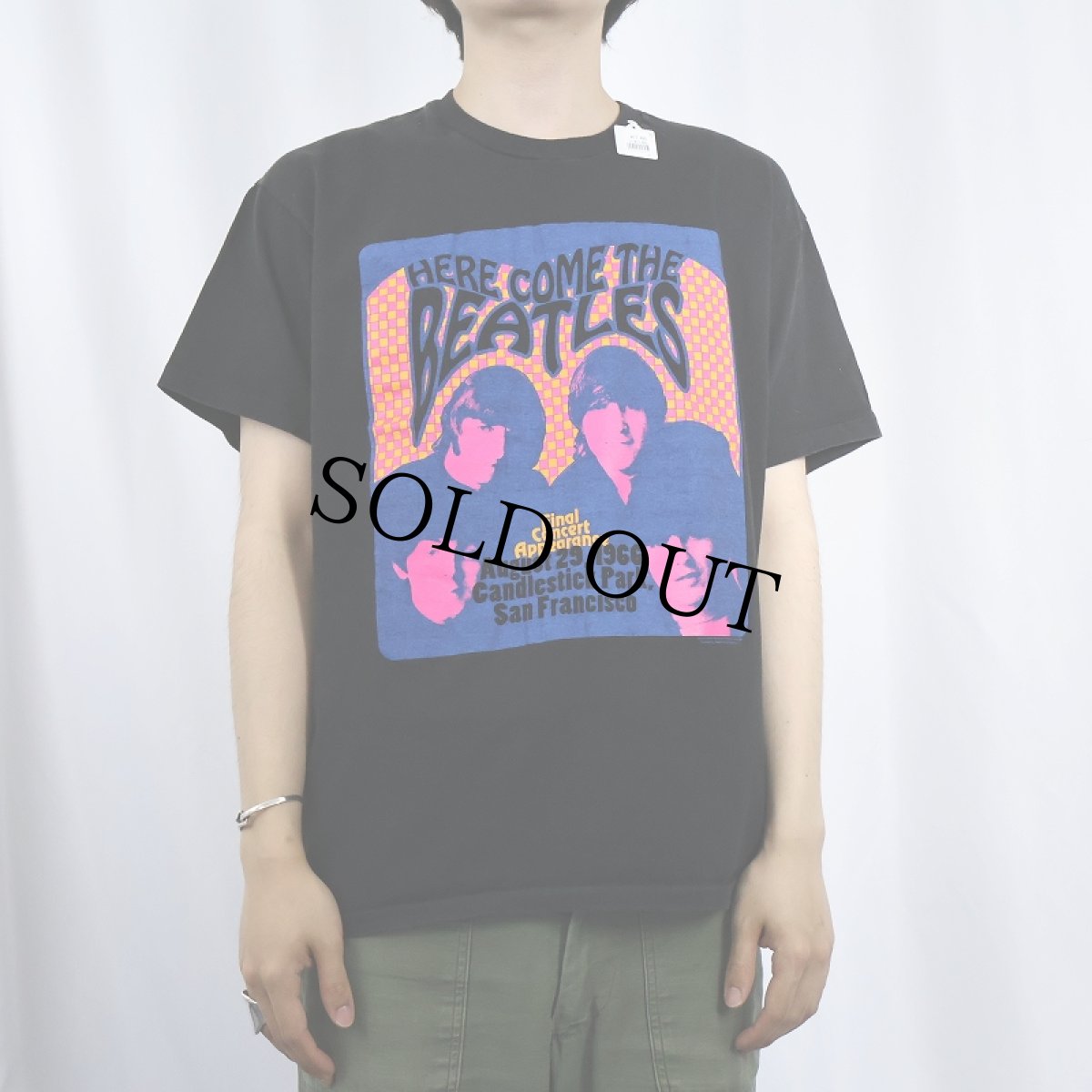 画像2: 90's THE BEATLES USA製 "Here Come The Beatles" ロックバンド コンサートTシャツ BLACK L (2)