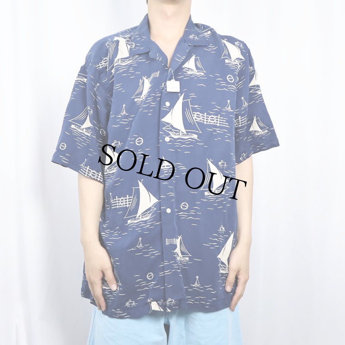 画像2: 90's〜 POLO Ralph Lauren オールオーバーパターン シルク×コットンアロハシャツ M (2)