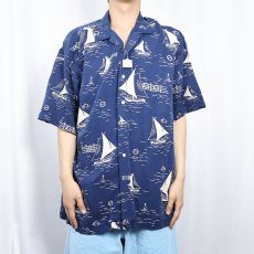 画像2: 90's〜 POLO Ralph Lauren オールオーバーパターン シルク×コットンアロハシャツ M (2)