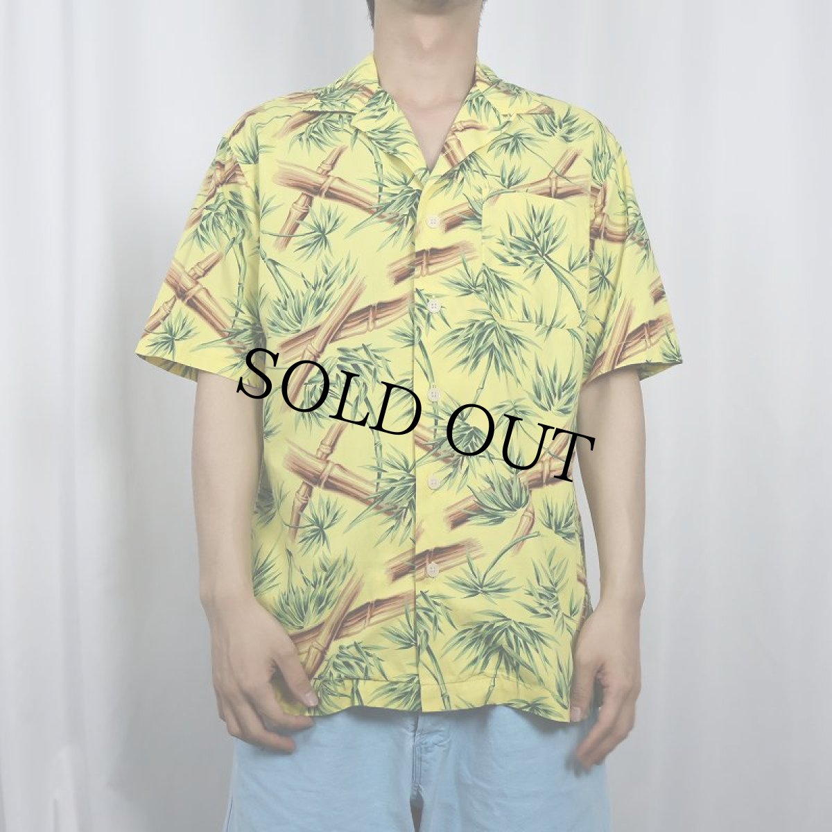 画像2: 90's POLO SPORT Ralph Lauren オールオーバーパターン コットンアロハシャツ S (2)