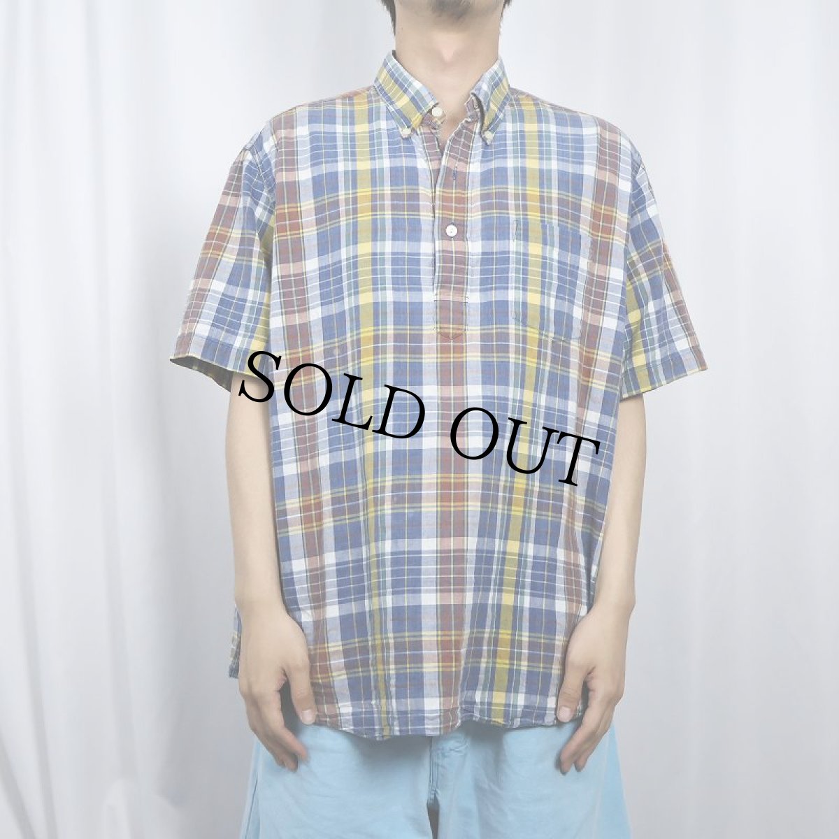 画像2: 90's〜 POLO Ralph Lauren "JAY PULLOVER" チェック柄 コットン ボタンダウンプルオーバーシャツ L (2)