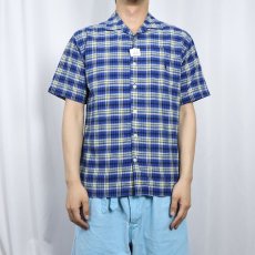 画像2: POLO Ralph Lauren ロゴ刺繍 チェック柄 コットンオープンカラーシャツ M (2)