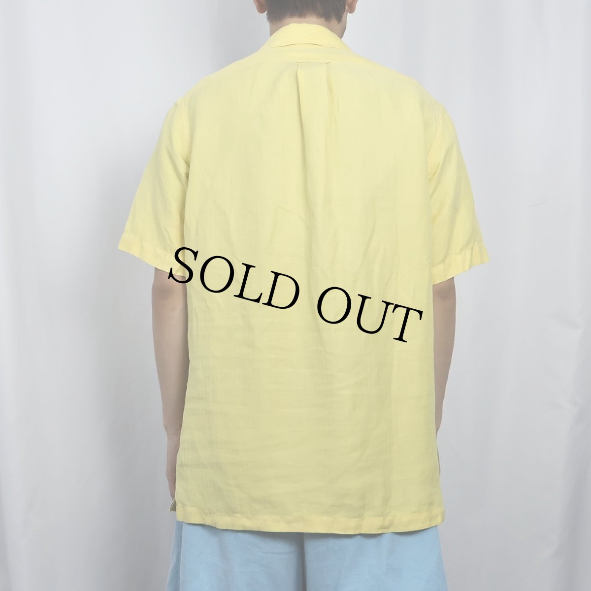 画像3: POLO Ralph Lauren ロゴ刺繍 リネン×シルクオープンカラーシャツ S (3)