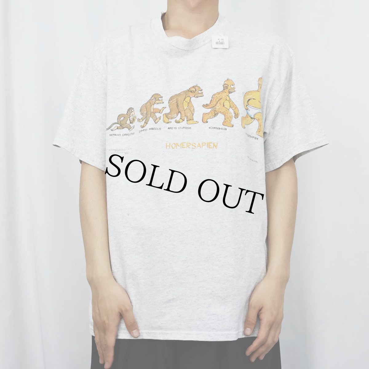 画像2: 90's THE SIMPSONS "HOMERSAPIEN" キャラクタープリントTシャツ L (2)