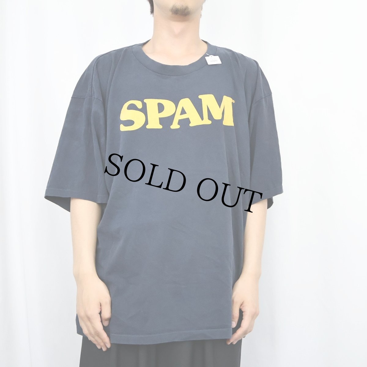 画像2: 90's SPAM USA製 染み込みプリントTシャツ NAVY XL (2)