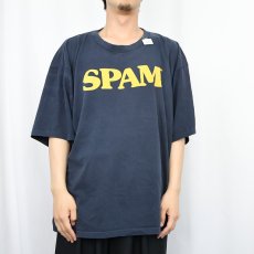 画像2: 90's SPAM USA製 染み込みプリントTシャツ NAVY XL (2)