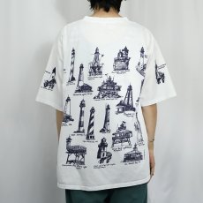 画像3: 90's MICHIGAN RAG CO. ライトハウス柄 プリントコットンTシャツ L (3)
