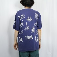 画像3: 90's MICHIGAN RAG CO. ライトハウス柄 プリントコットンTシャツ L (3)
