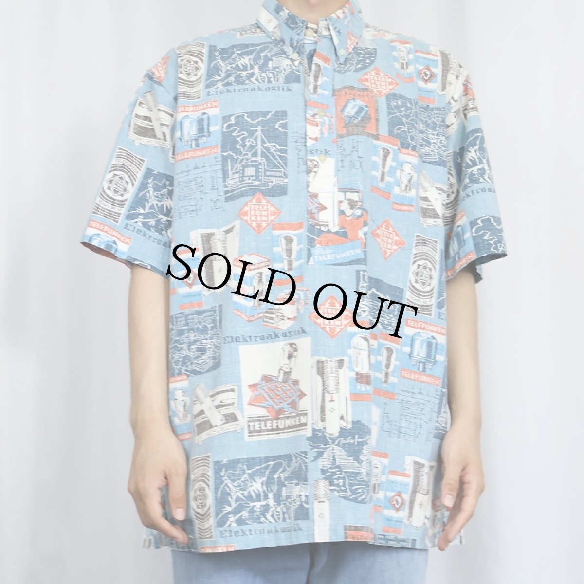 画像2: 90's Reyn Spooner スプーナークロス 総柄 3点留め コットン×ポリエステルボタンダウンシャツ XL (2)