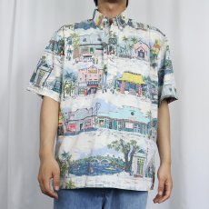画像2: 90's Reyn Spooner 総柄 3点留め コットンボタンダウンシャツ L (2)